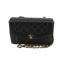 Load image into Gallery viewer, Chanen Diana Lambskin black quilted flap