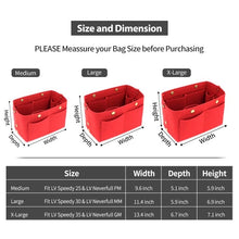 Load image into Gallery viewer, Purse Organizer Insert with zipper handbag & Tote Shaper fit Speedy 25, NeverfulPM Medium size