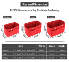 Load image into Gallery viewer, Purse Organizer Insert with zipper Handbag & Tote Shaper, Fit Speedy, Neverfull MM GM, 3 Sizes