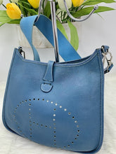 Load image into Gallery viewer, Hermès Evelyne Jean Togo Blue Leather Shoulder Bag