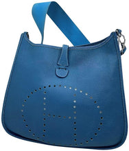 Load image into Gallery viewer, Hermès Evelyne Jean Togo Blue Leather Shoulder Bag
